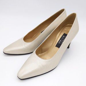 Stuart Weitzman White and Cream Leather Heels Sz 8